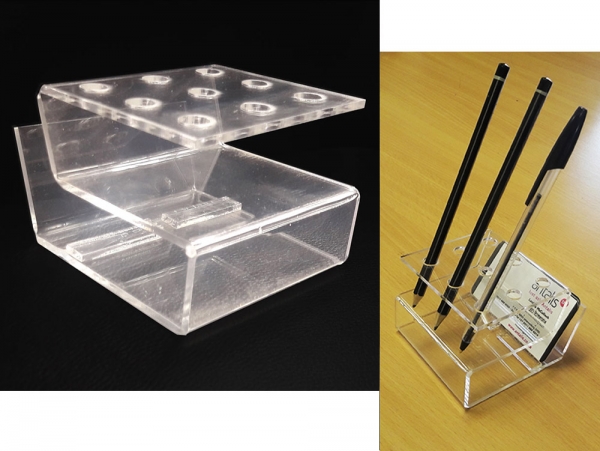 Custom Bent Acrylic Pen Holder / Card holder